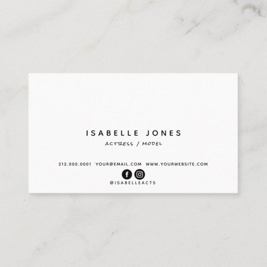 Schauspieler Model Singer Turquoise Foto Business Visitenkarte (Rückseite)