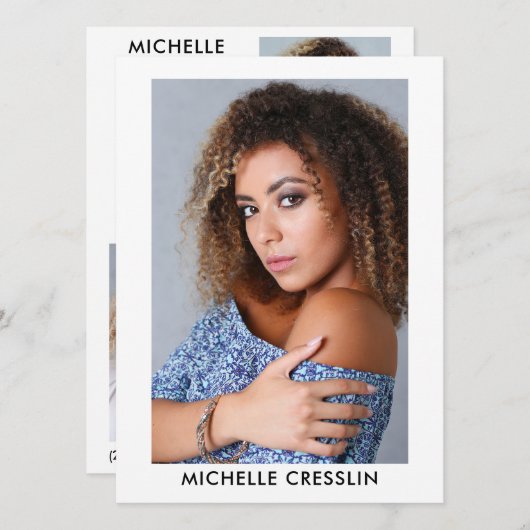 Schauspieler Modell 3 Foto Zurück Comp Zed Card 5. Einladung (Vorne/Hinten)