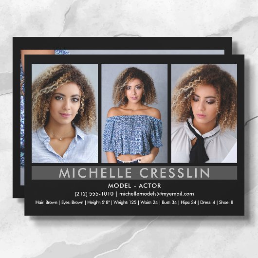 Schauspieler Modell 5.12x18.5 Zed Comp Card 3 Foto Einladung