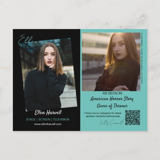 Schauspieler Modell Composite 3 Foto Promo-Karte P Postkarte (Rückseite)