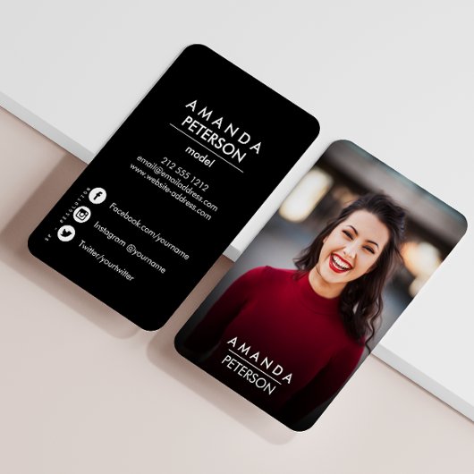 Schauspieler Models Dancer Foto Social Media Icons Visitenkarte