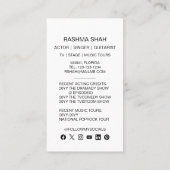 Schauspieler Musician Entertainment Berufliches Fo Visitenkarte (Rückseite)