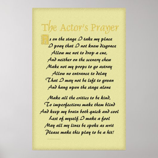 Schauspieler-Plakat Poster (Vorne)