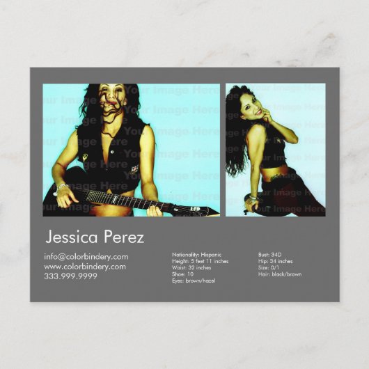 Schauspieler und Modell 2 Schwarz-Grau-Headshot Co Postkarte (Vorderseite)