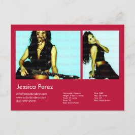 Schauspieler und Modell 2 Shot Red Headshot Comp Postkarte