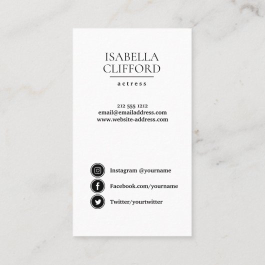 Schauspieler-vorbildlicher Tänzer-Schwarz-weiße Visitenkarte (Rückseite)