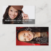 Schauspielerdoppelter Headshot-transparente Platte Visitenkarte (Vorne/Hinten)