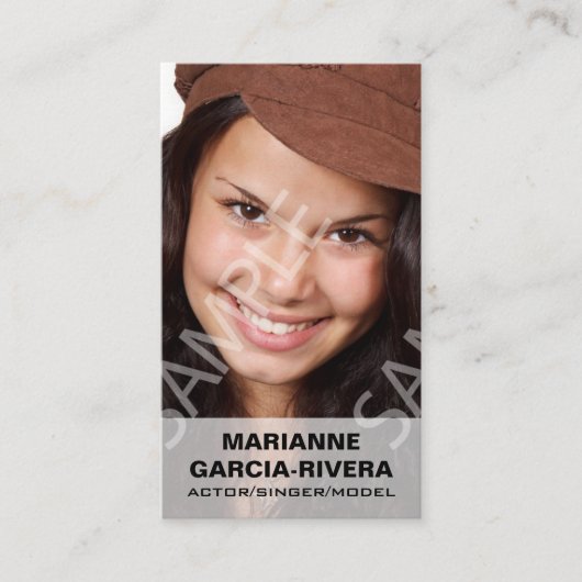 Schauspielerheadshots-weiße transparente Platte Visitenkarte (Vorderseite)