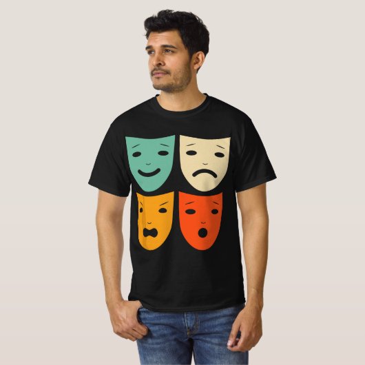 Schauspielerin Vintage Theatermaske T-Shirt (Vorne ganz)