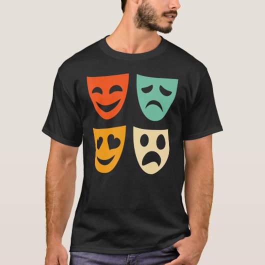 Schauspielerin Vintage Theatermaske T-Shirt (Vorderseite)