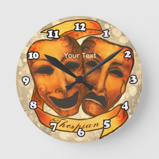 Schauspielermasken Runde Wanduhr (Vorderseite)
