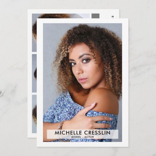 Schauspielmodell 12x18 Zed Comp Card 3 Foto zurück Einladung (Vorne/Hinten)