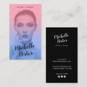 Schauspielmodelle Headshot Foto Blau rosa Farbverl Visitenkarte (Vorne/Hinten)