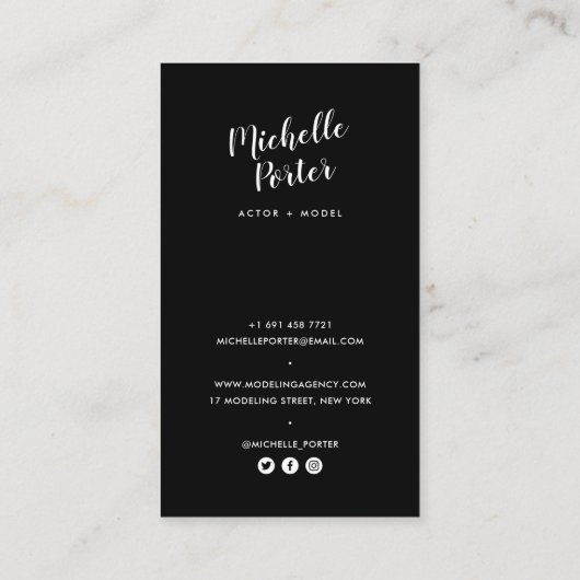 Schauspielmodelle Headshot Foto Moderne Fotografie Visitenkarte (Rückseite)
