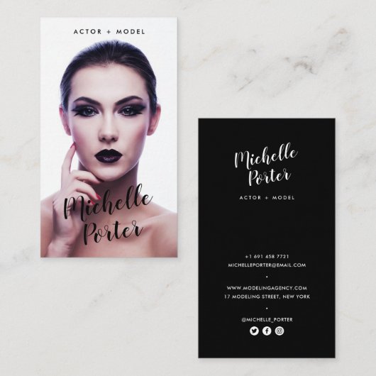 Schauspielmodelle Headshot Foto Moderne Fotografie Visitenkarte (Vorne/Hinten)
