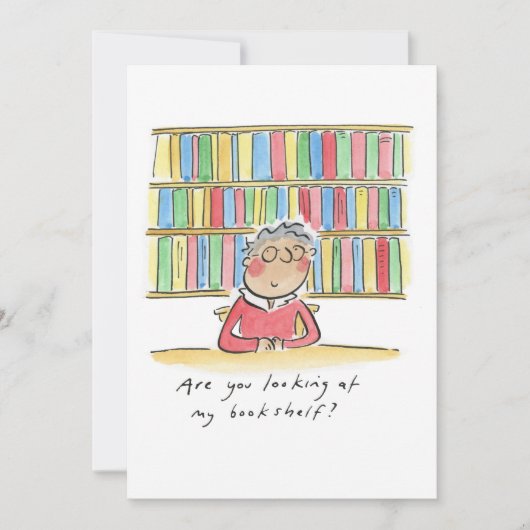 Schaust du in mein Bücherregal? Einladung (Vorderseite)