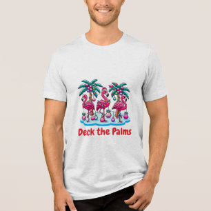 Schaut euch die Palmen mit dem lebhaften Flamingos Tri-Blend Shirt