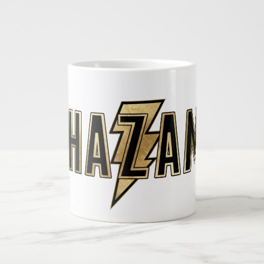 SCHAZAM! | Gold-Logo Jumbo-Tasse (Vorderseite)