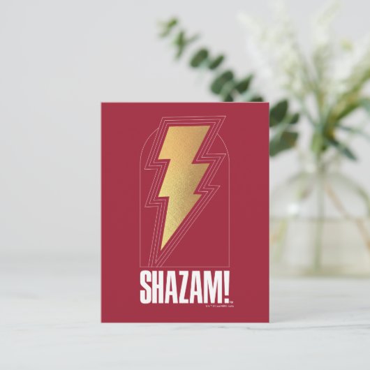 SCHAZAM! Götterwut | Abzeichen mit Blitzschlag Postkarte (Stehend Vorderseite)