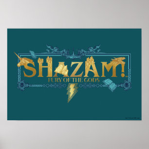 SCHAZAM! Götterwut Mythisches Logo Poster