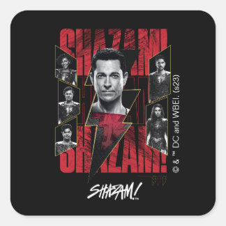 SCHAZAM! Götterwut | SHAZAMily Group Quadratischer Aufkleber