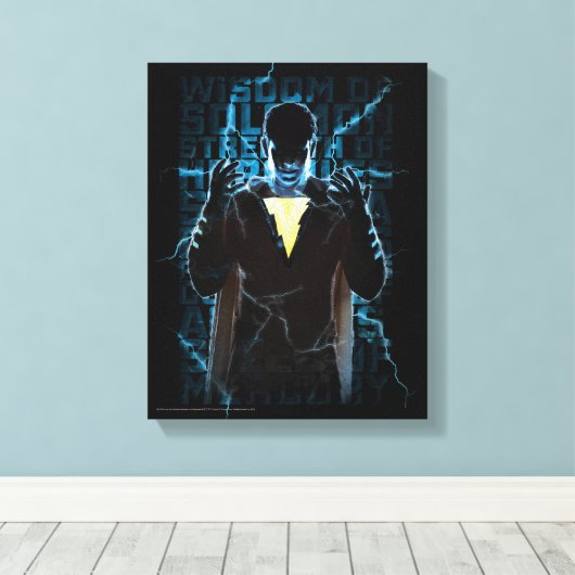 SCHAZAM! | Shazam & Abilities BlitzTypografie Leinwanddruck (Insitu (Holzboden))