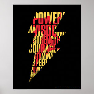 SCHAZAM!   Shazam Abilities Lightning Graphic Poster
