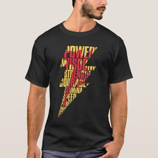 SCHAZAM! | Shazam Abilities Lightning Graphic T-Shirt (Vorderseite)