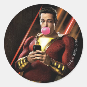 SCHAZAM! Shazam Blasble Bubble Gum Runder Aufkleber