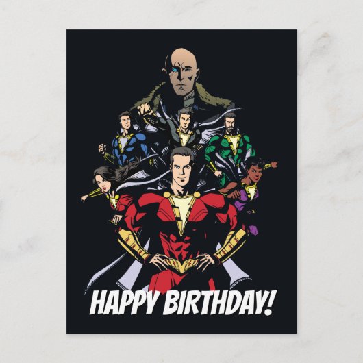 SCHAZAM! | Shazam Family Vs. Dr. Sivana Postkarte (Vorderseite)