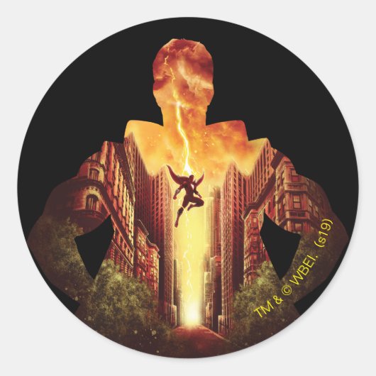 SCHAZAM! | Shazam Sunset Silhouette Runder Aufkleber (Vorderseite)