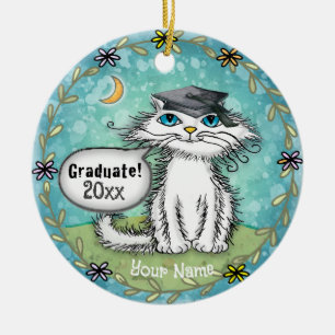 Schcraggles Cat Abschluss Keramik Ornament