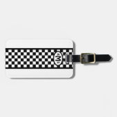 Scheckschwarze Monogramm Gepäckanhänger (Vorderseite horizontal)