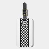 Scheckschwarze Monogramm Gepäckanhänger (Vorderseite vertikal)