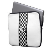 Scheckschwarze Monogramm Laptopschutzhülle (Vorderseite Links)