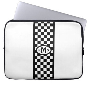 Scheckschwarze Monogramm Laptopschutzhülle