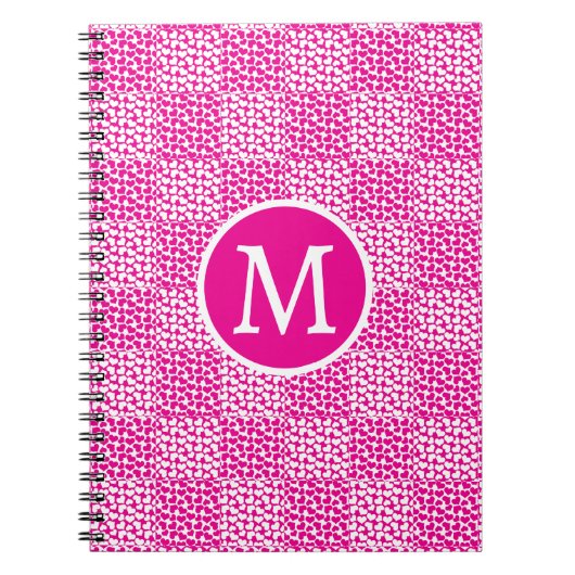 Scheckte Liebe in Magenta und Weißes Monogramm Notizblock (Vorderseite)