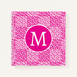 Scheckte Liebe in Magenta und Weißes Monogramm Notizblock