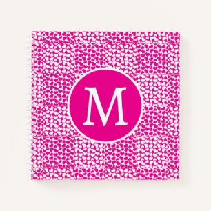 Scheckte Liebe in Magenta und Weißes Monogramm Notizblock