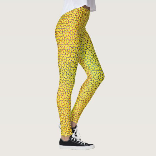 Scheckte Netzmuster 01 BYellow BG Leggings (Rechts)