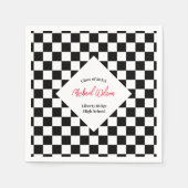 Scheckte schwarz-weiß-Abschlussfeier Serviette (Vorderseite)