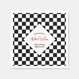 Scheckte schwarz-weiß-Abschlussfeier Serviette