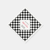 Scheckte schwarz-weiß-Abschlussfeier Serviette (Ecke)