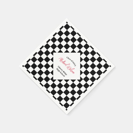Scheckte schwarz-weiß-Abschlussfeier Serviette (Ecke)