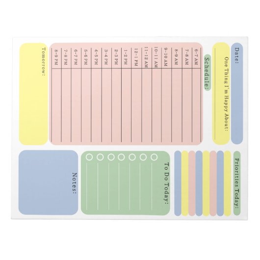 Schedule To Do Planner Checklist Organising Notes Notizblock (Vorderseite)