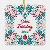 Schéi Feierdeeg, Luxemburgisch, frohe Weihnachten Keramikornament (Vorderseite)