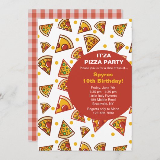 Scheibe der Pizza-Einladung Einladung (Vorne/Hinten)