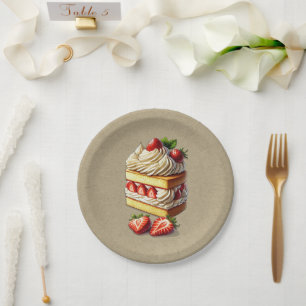 Scheibe Erdbeerkuchen Erdbeeren  Pappteller