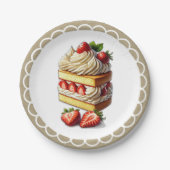Scheibe Erdbeerkuchen Erdbeeren Pappteller (Vorderseite)