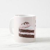 Scheibe rosa Schokoladenkuchen Kaffeetasse (Vorderseite Links)